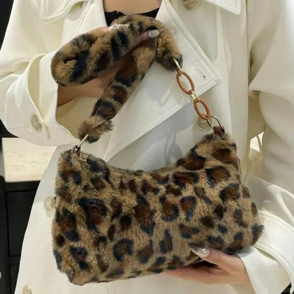 FAUX FUR LEOPARD PRINT BAG - Picture 1 of 3